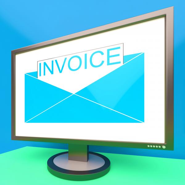 Invoice In Envelope On Monitor Showing Due Payments
