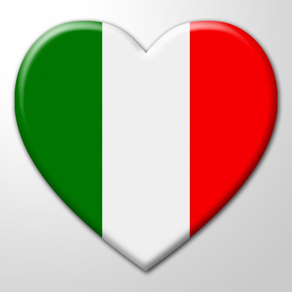 Italy Heart Indicates Valentines Day And Europe