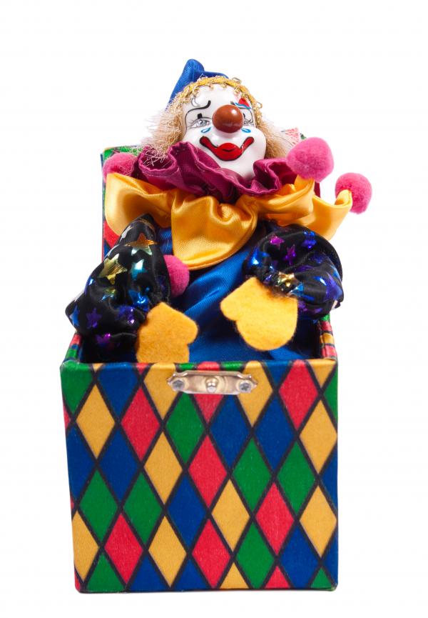 Jack-in-the-box toy isolated