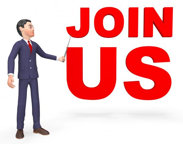 Join Us Indicates Sign Up And Application 3d Rendering