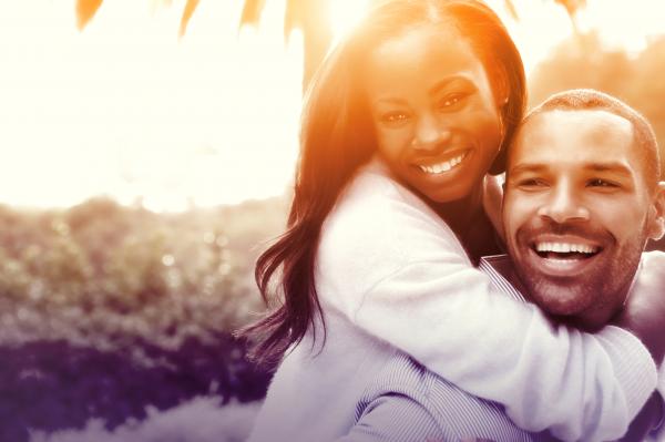 Joyful Couple Hugging in Love - Colorized