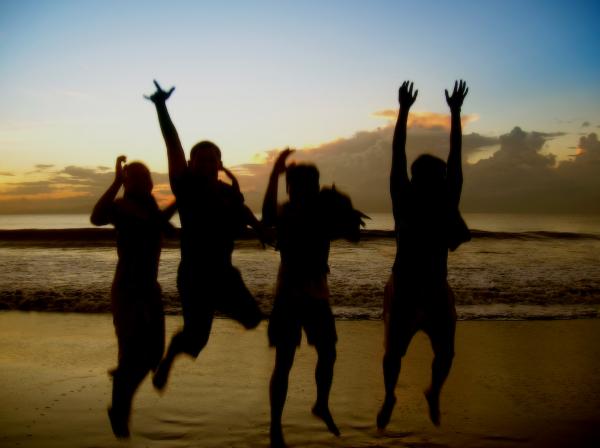 Jumping on the beach