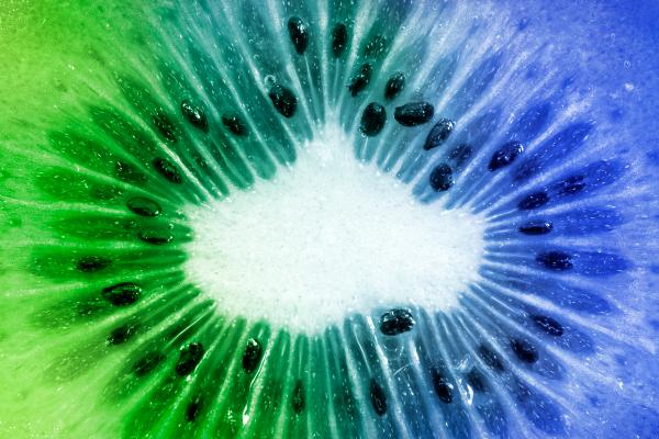 Kiwi Slice Macro - Green &amp; Blue