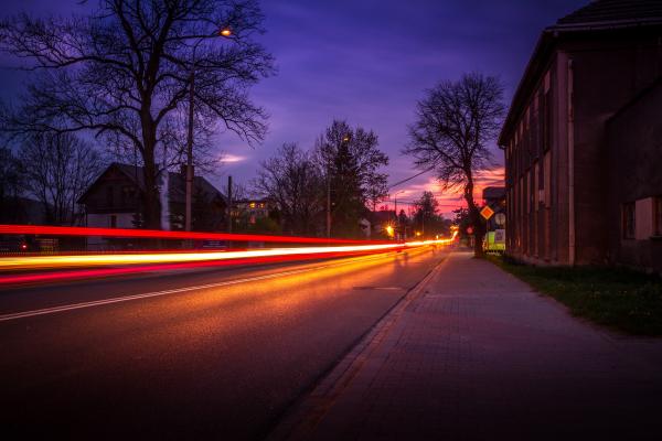 Krzeszowice by night long exposure photo, Poland