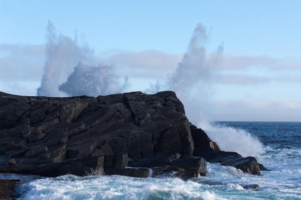 Large waves crashing on shoreline