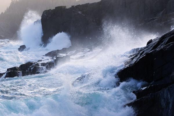 Large waves crashing on shoreline