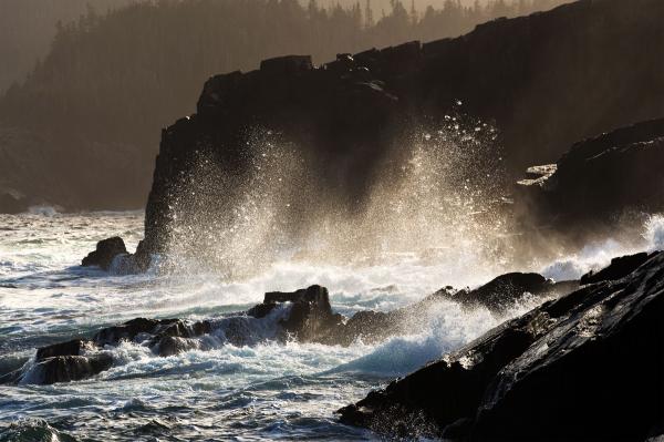 Large waves crashing on shoreline