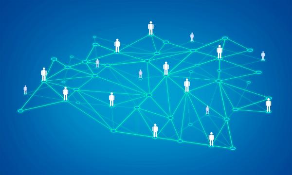 Linked In a Network - Social network and social connections concept
