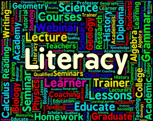 Literacy Word Indicates Education Reading And Words