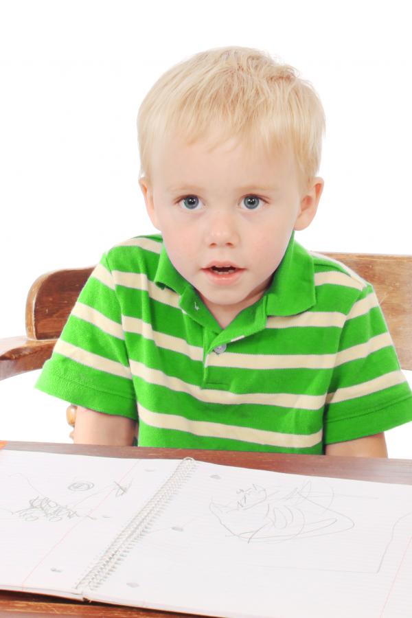 Little boy with a notebook