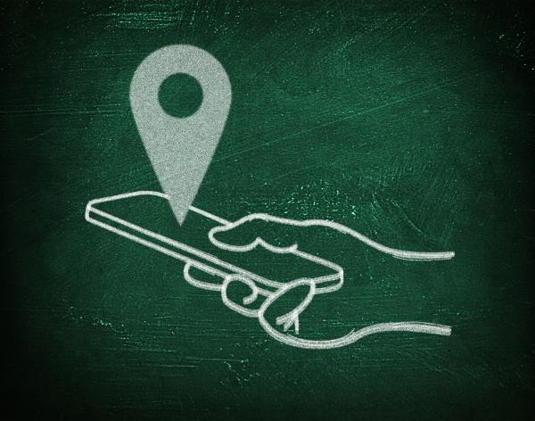Location with virtual gps maps - Chalkboard drawing