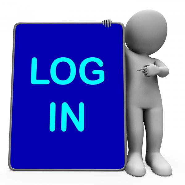 Log In Character Tablet Shows Signin Signing In Or Login