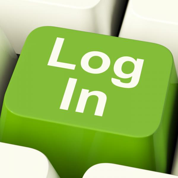 Log In Computer Key Green Showing Access And Entering