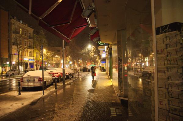 Lone Figure on Schlossstr in the Snow, Steglitz