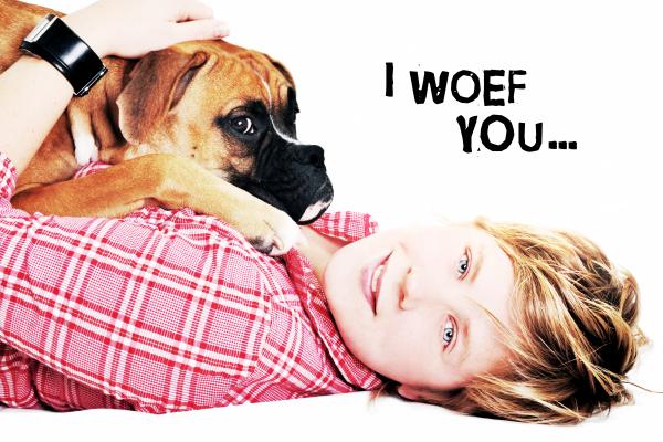 Love between dog and girl
