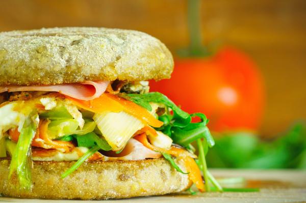 Macro Photography of Vegetable Filled Hamburger