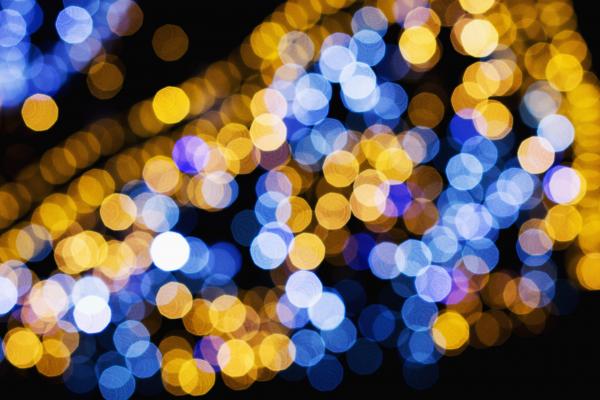Macro Shot of Yellow and Blue Lights