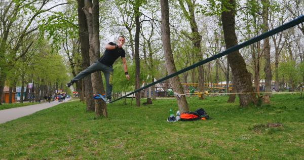 Male Walking Slackline