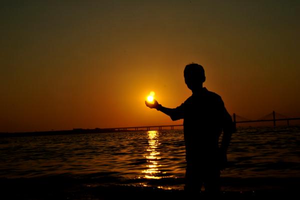 Man and sun