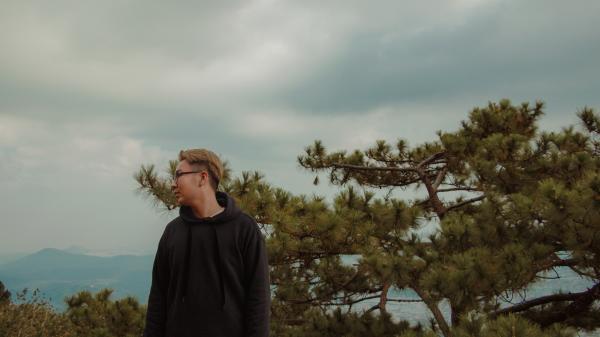 Man in Black Hoodie Standing Near Green Leaf Tree