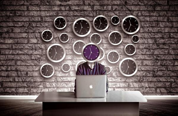 Man with clock head - Slave to time concept