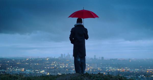man with umbrella