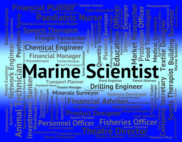 Marine Scientist Shows Ocean Text And Jobs