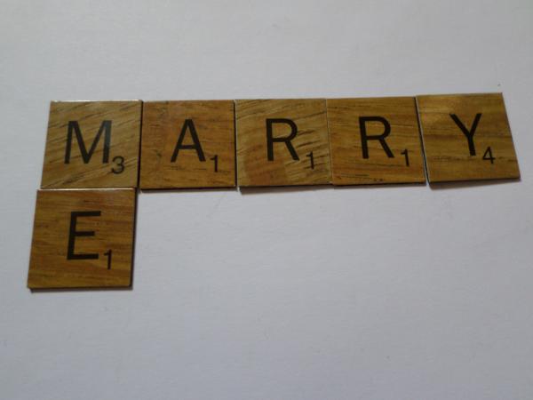 Marry Me scrabble style tiles
