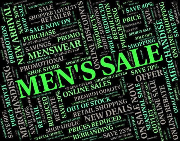 Mens Sale Indicates Reduction Closeout And Discounts