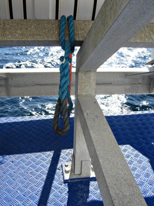 Metal bars and blue rope