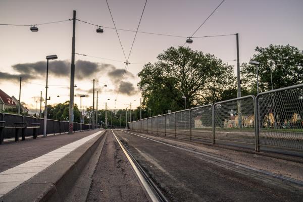 Metro train station in the early morning