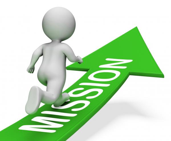 Mission Arrow Shows Motivation Goals 3d Rendering