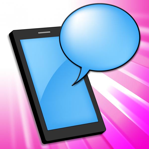 Mobile Phone Indicates Smartphone Online And Chatting