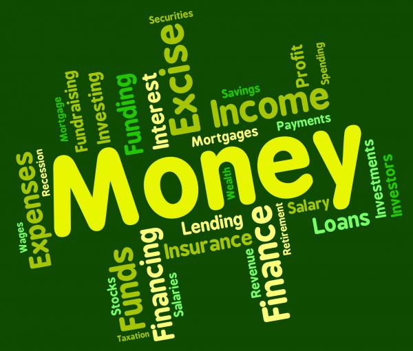 Money Word Represents Savings Words And Text