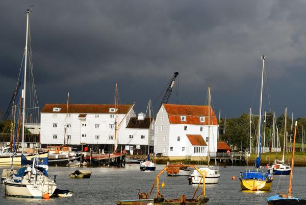 Moored boats and yachts on the River Deben