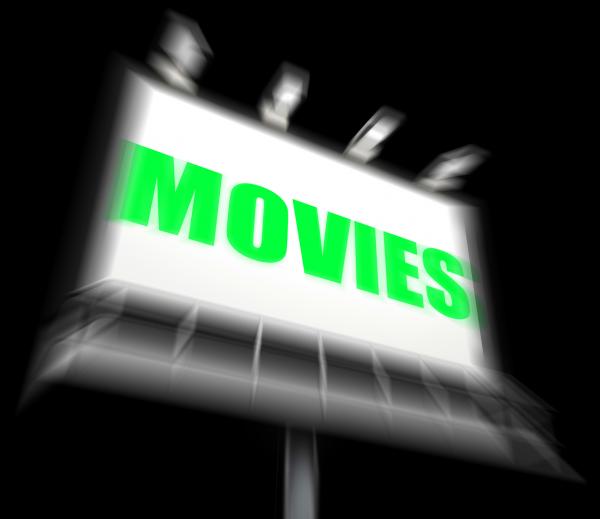 Movies Sign Displays Hollywood Entertainment and Picture Shows