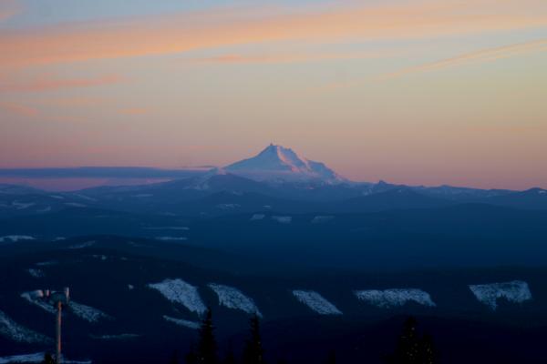 Mt Jefferson from Mt Hood, Oregon, last light