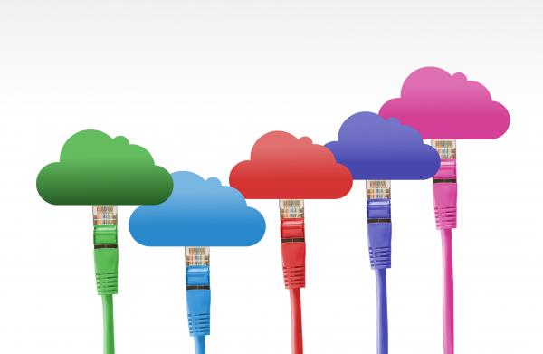 Network Cables Connected to the Digital Cloud