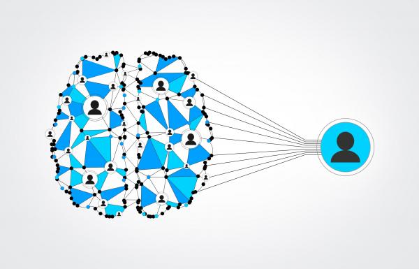 Network of People - Brain Wired to Be Social - Blue Mesh