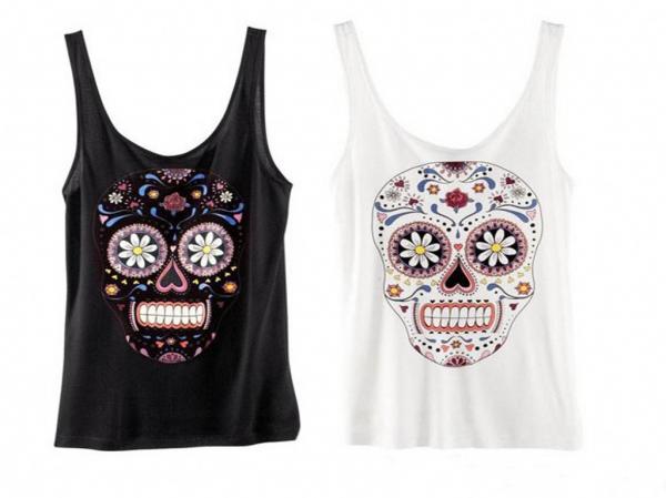 New Flower Skull Pattern Sleeveless
