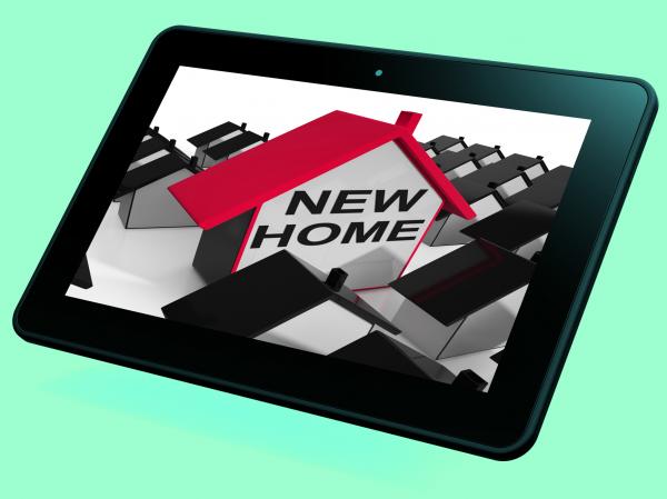 New Home House Tablet Means Buying Property Or Real Estate
