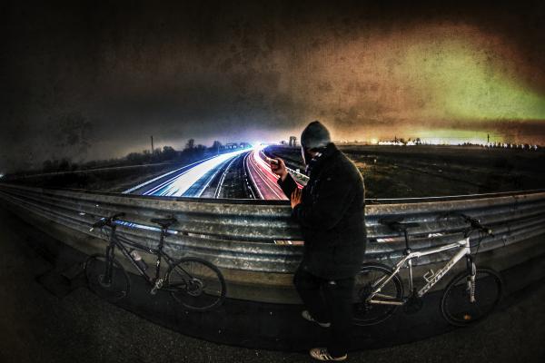 Night ride on fisheye