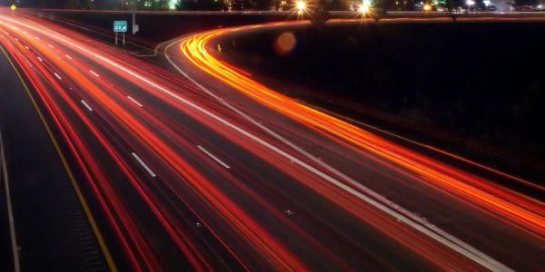 Night traffic on highway