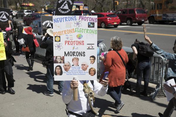 No Junk Science protest outside New York Museum of Natural Science