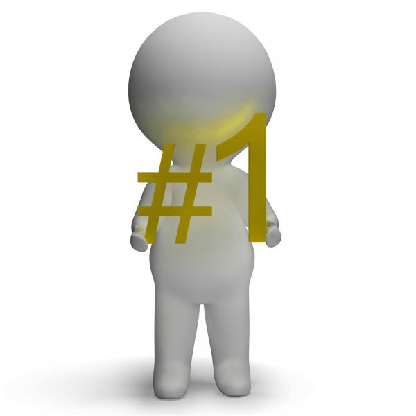 Number One 3d Character Showing First Place
