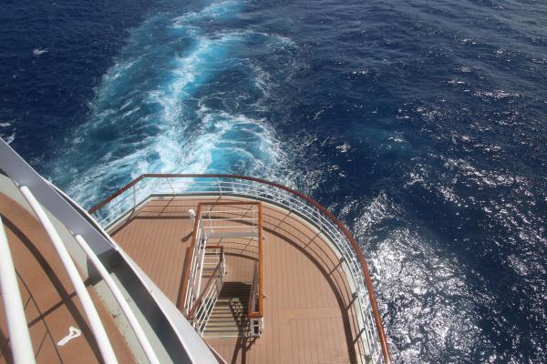 Ocean view from ship deck 