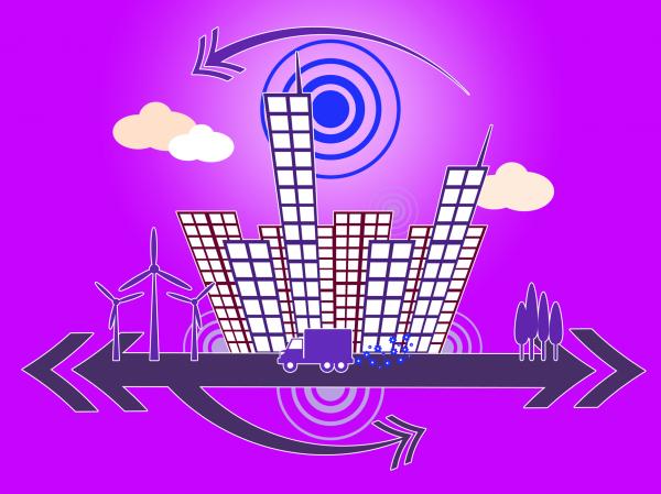 Office Buildings Shows Facade City And Background
