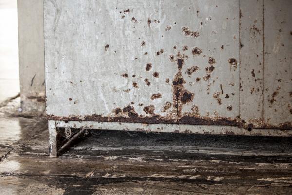 Old metal cabinet rusted
