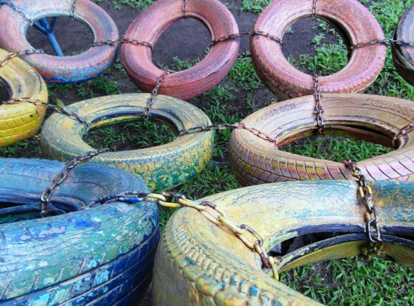 Old Tyres Climbing Frame