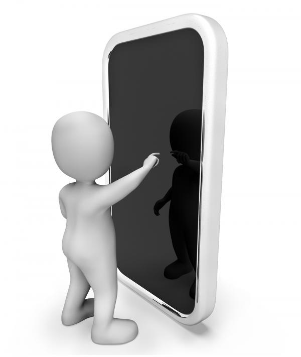 Online Character Indicates World Wide Web And Telephone 3d Rendering